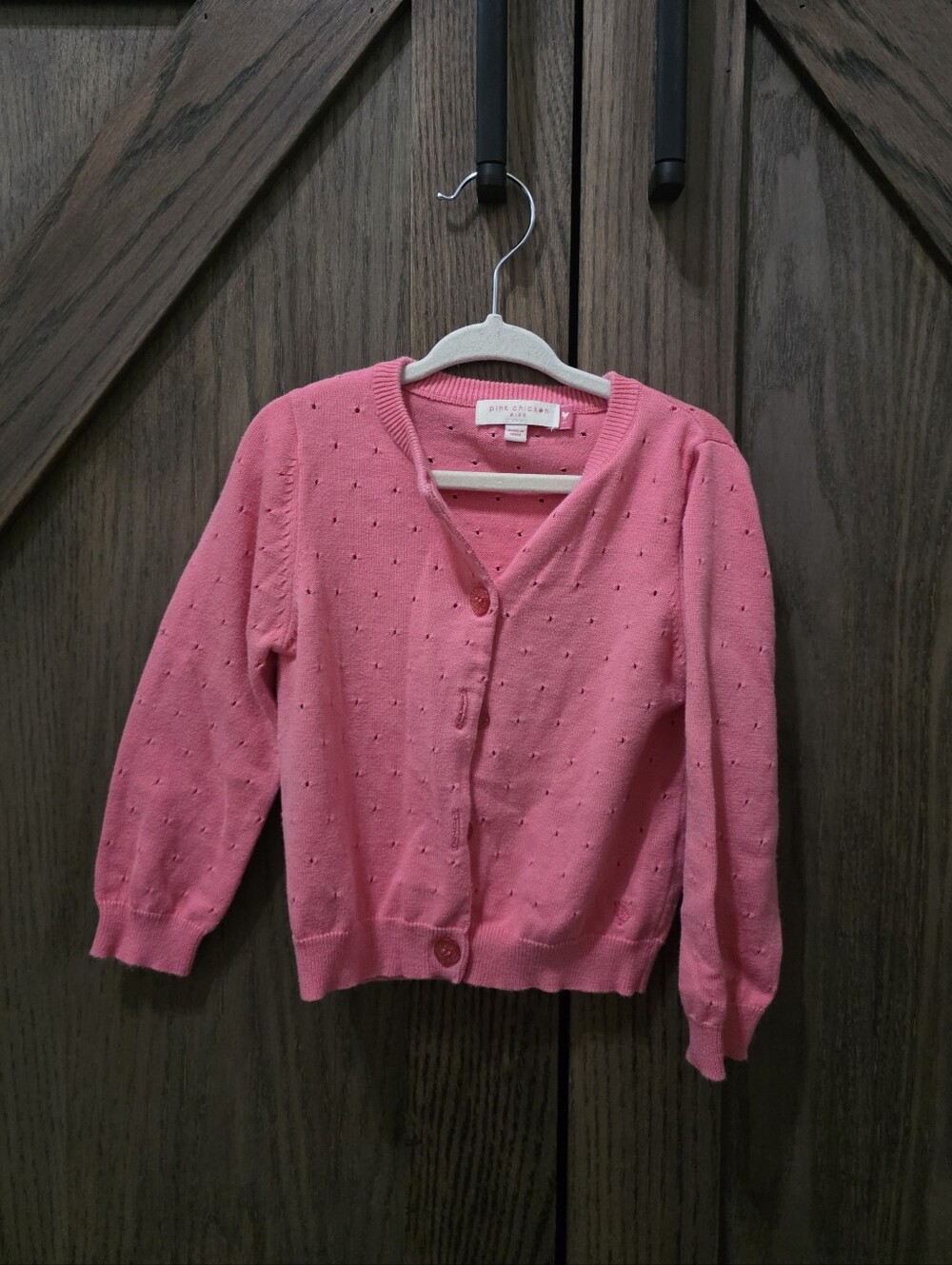 Pink Chicken Pink Eyelet Button Cardigan